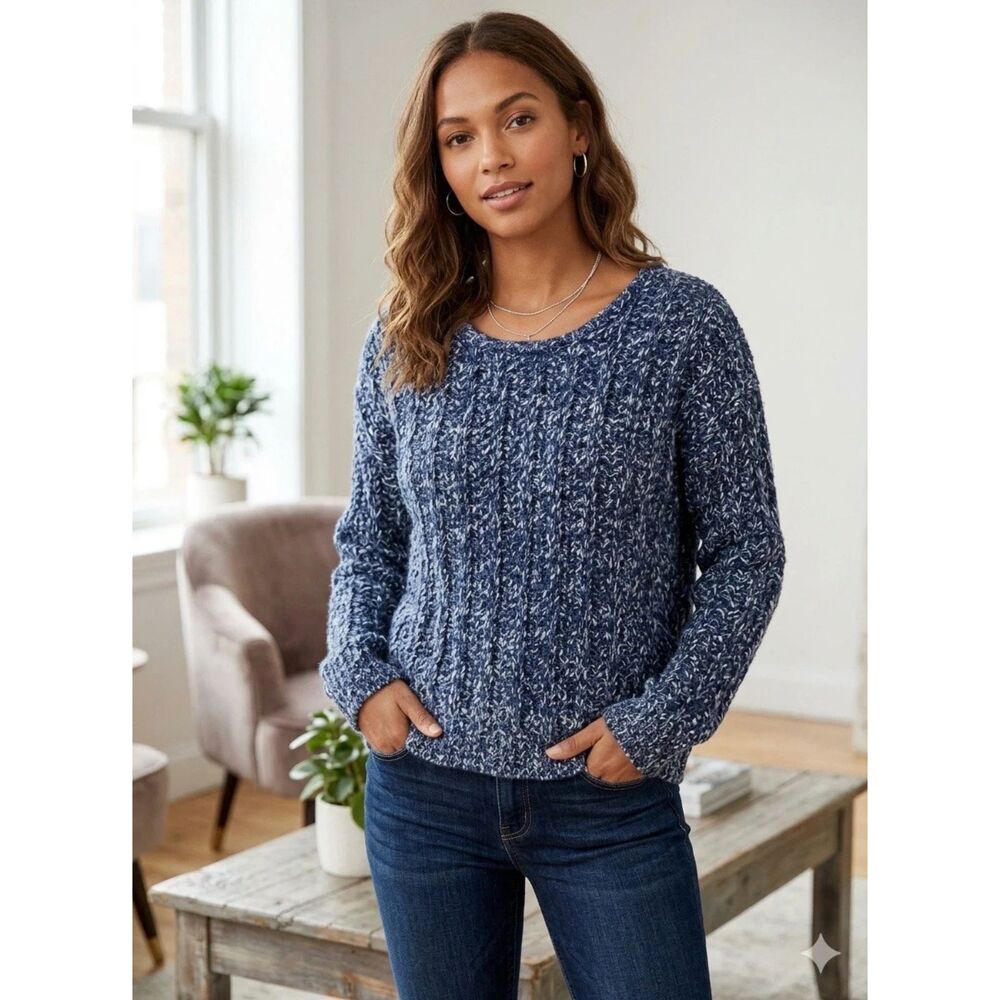 GAP Sweater Chunky Knit Pullover Womens XL Crewneck Blue Alpaca Fisherman Gorp